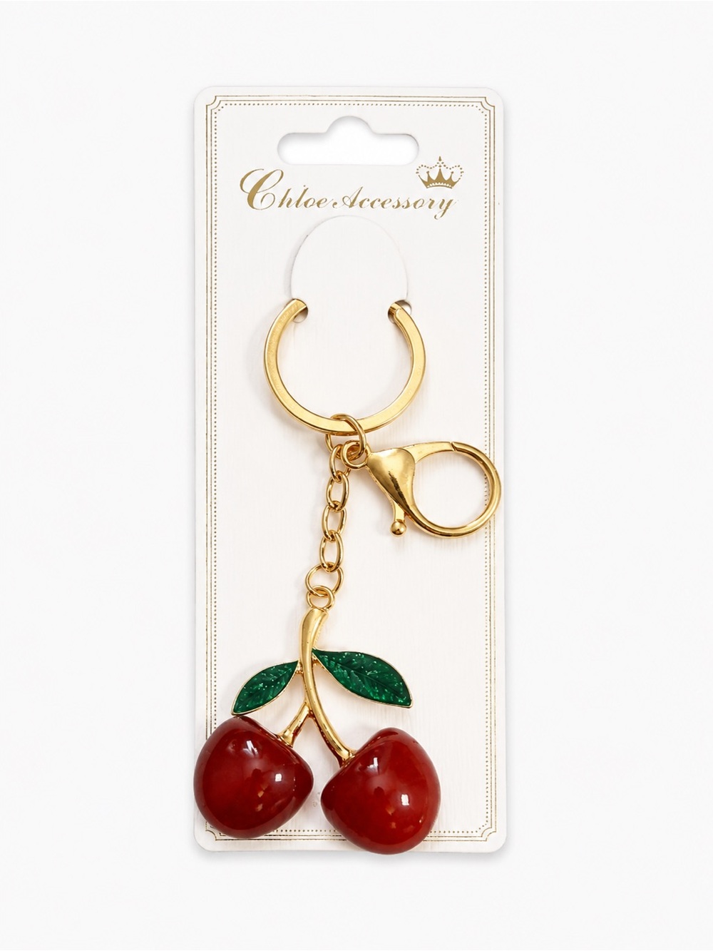 🍒 Cherry Purse Charm Keychain | Gold Tone Bag Accessory | Cute Y2K Style